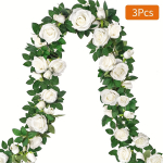 3 tk 2m Roosi Kunstlille Viinapuu Pulmap&auml;rja jaoks Valge Roosa Kodu Toa Pulmade Dekoratsioon Siidist Kunstlik Roosi Viinapuu 3 Pcs