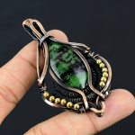Ruby in Zoisite Handmade Copper Wire Wrap Pendant 2.95 c8n07