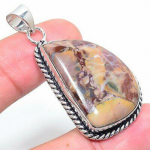 Natural Brecciated Mookaite Gemstone 925 Sterling Silver Pendant 1.93 i1t71