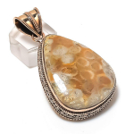 Fossil Coral Handmade Copper Jewelry Pendant 2.40 a0k01