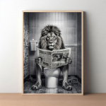 Loomade Prindiga Naljakas Vannitoa Dekoratsiooni Plakat Loomad WC-s Mustvalge Loomade Seinakunst Pilt Kodu Kaunistamiseks 70cm&times;100cm NoFrame