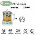 1,8L Suur Kapital Elektriline Tervise Teekann 800W Majapidamise Multifunktsionaalne Veekeetja V&auml;ike Kaasaskantav Paks Klaasist Veekeetja Termos Green no filter