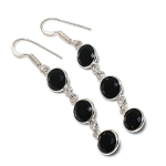 Natural Black Spinel Gemstone 925 Sterling Silver Jewelry Earring 2.21 f7k83