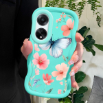 V&auml;rvitud muster Big Wave Edge pehme silikoon materjal Macaron telefoni &uuml;mbris p&otilde;rutuskindel kaitsev kummist &uuml;mbris OPPO Reno Realme jaoks OPPO A98 5G must