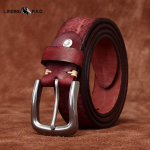 Retro Matt Paksendatud Lehma Nahast V&ouml;&ouml; Meeste Ehtsast Nahast Roostevabast Terasest Pannal Vabaaja Teksade V&ouml;&ouml; 130cm punane