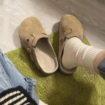 Retro Mood Naiste Kingad Paksu Tallaga &Uuml;hev&auml;rvilised Slingback Kingad Pehme Tallaga Kodukingad Suede Klotsid Sandaalid Kevad 40 pruun