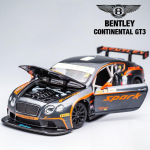 1:24 Bentley Continental GT3 sulamist auto survevalualumiiniumist m&auml;nguauto automudel heli ja valgusega t&otilde;mmatav libistatav m&auml;nguauto lastele poiss kingitus must