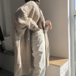 Suur Suurus Naiste Korea Vabaaja Pikk Kampsun S&uuml;gis Vaba L&otilde;ikega Pikkade Varrukatega Kampsun Naissoost Kudumid M