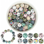 Silikoonist lahtised helmed V&auml;rvilised leopardimustriga DIY kaelakee k&auml;ev&otilde;ru helmed Segav&auml;rvi k&auml;sit&ouml;&ouml;ks 50pcs