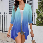 Naiste gradienttr&uuml;kiga ebaregulaarne kolmeveerandvarrukatega kardigan taskujakiga M