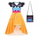 Lapsed T&uuml;drukud Anime Multikas POP Laulja Superstaar Rumi Mira Zoey Tr&uuml;kitud Volditud Volangidega Kleit Koti Komplekt Halloweeni Cosplay Kost&uuml;&uuml;mid 100Cm