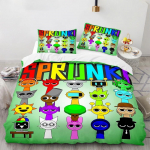 Muusikam&auml;ng Sprunki 3D Prinditud Multikas Voodipesukomplekt Pehme Tekikate Padjap&uuml;&uuml;r Tekikott Komplekt Voodipesu Lastele T&auml;iskasvanutele Kingitus 90x200cm