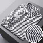 Meeste 100% puuvillane mittekortsuv v&auml;rviplokiga vertikaalsete triipudega taskuta kleidis&auml;rk, mugavad vabaaja mitmek&uuml;lgsed n&ouml;&ouml;bitavad s&auml;rgid 45 indigo