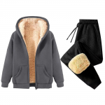 Naiste Mood &Uuml;hev&auml;rviline Ja Talvine Polsterdatud Ja Paksenenud Lukuga Kapuutsiga Dressipluus Jakk Sweatpants Vabaaja Kaheosaline Komplekt XL
