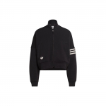Adidas Originals Kolmelehelogo Tikandiga Triibuline Lukuga K&otilde;rge Kraega Pusajakk Naiste Pealisr&otilde;ivad Must IB7317 XS