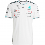 Adidas X Mercedes-Amg Petronas F1 Team Ss25 S&otilde;itja S&auml;rk Autentne Triibulise Logoga T&auml;hega &Uuml;mmarguse Kaelusega L&uuml;hikeste Varrukatega T-s&auml;rk Meeste &Uuml;laosad Valge Must JX5795 M