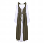 Halloweeni kost&uuml;&uuml;m ruudukujulise kraega v&ouml;&ouml;ga keskaegne renessanss vintage kleit XXXL oliiviroheline v&auml;rv