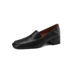 Moodsad Uued Kevad/S&uuml;gis Naiste Mokassiinid Ruudukujulise Ninaga Paksukese Kontsaga Kingad Elegantsed Ehtsa Nahast Kingad Naistele Retro Lamba Nahast Naiste Kingad 34 must