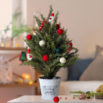 Small Artificial Cypress Christmas Tree Mini Tabletop Xmas Faux Bush in Pot for