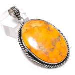 Bumble Bee Jasper Gemstone 925 Sterling Silver Jewelry Pendant 2.25 l3e71