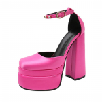 14.5cm Moodsad Naiste Kingad Retro Mary Janes Paksude Kontsadega Sandaalid Kevadised Platvormkingad Kleidipeo Pulmad P&otilde;hjalikud Kingad Naistele Suur Suurus 35 roosa punane v&auml;rv