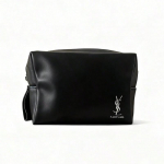 YSL - Must l&auml;ikivast nahast kosmeetikakott kuldse logoga ja lukuga must