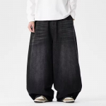 Kevad S&uuml;gis Meeste Streetwear Denim P&uuml;ksid Mehed Harajuku Pesitud Kotid Laiad teksap&uuml;ksid Mehed Y2K Punk Vabaaja K&otilde;rge V&ouml;&ouml;koht Lai Jalg P&uuml;ksid XXXXXL must