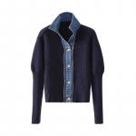 S&uuml;gis Talv Vintage Korea Mood Naine Denim Lapitehnika Kampsun &Uuml;he n&ouml;&ouml;pidega Kampsun Rev&auml;&auml;riga Kudumid &Scaron;ikk Esteetiline Stiilne S tumesinine v&auml;rv
