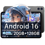 TECLAST T65 Android 16 tahvelarvuti 120 Hz v&auml;rskendussageduse, 20 GB 128 GB, T7280 SIM-kaardi ja k&otilde;rvaklappide pordiga, 13-tolline (2025. aasta) sagedus, RAM, ROM, (T620) protsessor, tugi,