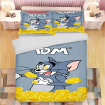 Tom ja Jerry Tekikott Komplekt Tekk Voodipesu 3D Laste Voodipesu Komplekt 3-osaline 1 Tekikott Kuninglik Suurus 90X200CM gray