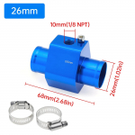 New 2 in 1 Digital Car LCD Display Water Temperature Gauge + Volt With 10mm Water Temperature Sensor for Auto Truck 12V/24V 26mm blue adapter