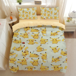 Anime Gengar P-Pokemon Tekk Tekikott Padjap&uuml;&uuml;r 3D Prinditud Pikachu Voodipesu Komplekt Laste Tekikate T&uuml;drukud Poisid Puhkusekingitused AU Single(140*210cm)3pcs
