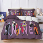 Disney Kurikaelad Maleficent Ursula Paha Kuninganna Voodipesukomplekt Tekikott Tekikotid Kahekordne Mugavus 100% Pol&uuml;ester 3-osaline Komplekt EU Single(135*200cm)3pcs black