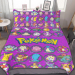 Anime Pokemon Pikachu Voodipesukomplekt Tekikate Tekk Voodipesu Twin &Uuml;hene King Lapsed T&auml;iskasvanu Kingitus EU Single(135*200cm)3pcs