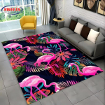 3D Uus Saabus Roosa Flamingo Suur Vaip Kodu Elutuppa Laste Magamistuppa Diivani Uksemati K&ouml;&ouml;gi P&otilde;randale Libisemisvastane Dekoratiivne Vaip 40x60cm (16x24in) black