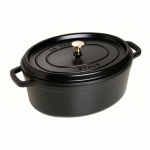 Cocotte en fonte &eacute;maill&eacute;e - STAUB - Ovale 15 cm (0,60 L) - Noir - Tous feux (induction) - Couvercle arrosage continu