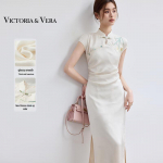 VICTORIA&VERA Naiste lillemustriga keskpikk Qipao L valge