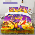 Spyro Reignited Trilogy Muster Voodipesu, Tekikomplekt Tekikate Padjap&uuml;&uuml;r Kodu S&uuml;nnip&auml;evakingitus (1 * tekikott + 2 * padjap&uuml;&uuml;ri, ilma s&uuml;damikuta) 135x200cm purple