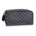Louis Vuitton Ruudumustriga L&otilde;uendi ja Nahast Tualett-kott Meeste tualett-kott Must Sinine N40127 Basic Set (Bag+Dust Bag)