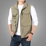 Meeste vest Mitme taskuga vest Meeste t&ouml;&ouml;riistadest koosnev lahtine vabaaja suure suurusega p&uuml;stkraega vest 7XL tumesinine v&auml;rv