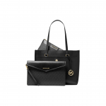Michael Kors Maisie Vintage Minimalistlik Logo Monogramm Prindiga Kolm-&uuml;hes Nahast T&otilde;mblukuga Ostukott &Otilde;lakott Naiste T&otilde;mblukuga Kott Must 35T1G5MT7T-BLACK-COMBO Basic Set (Bag+Dust Bag)