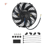 Universaalne 7/9/10/12/14/16 tolline 12V 80W 2100RPM Auto konditsioneeri jahutusventilaatori laba ja jahe paigalduskomplekt CF-1001 Must CF-1001 9inch black