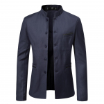 &Uuml;likond Meeste Vabaaja P&uuml;stkraega &Uuml;likond Trendikas Nooruslik Handsome Slim-fit Zhongshani &Uuml;likond Hanfu Jakk M tumesinine v&auml;rv