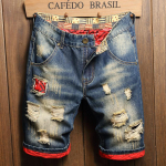 Suve Riided Uued Meeste Vintage Rebitud L&uuml;hikesed teksap&uuml;ksid Streetwear Mood Auk Sirge Kitsas Denim L&uuml;hikesed P&uuml;ksid Meeste Br&auml;ndi P&uuml;ksid 28