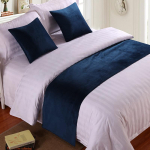 Luksuslik Sametine &Uuml;hev&auml;rviline Voodijooksik Sallikaitse &Uuml;lekate Voodi Dekoratiivne Sall Magamistuppa Hotelli Pulmaruumi &Uuml;heinimese/Kuninganna/Kuninga Bed Runner 50x210cm tumesinine