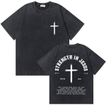 Pestud Vintage Kristlik Jeesus Kristus Fitness J&otilde;usaali T-s&auml;rk Meeste Naiste Vabaaja Puuvillased &Uuml;le suuruse T-s&auml;rgid Meeste Mood T&auml;navamood M black