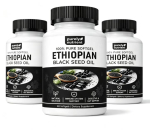 Puhtalt toitainerikas Etioopia mustk&ouml;&ouml;mne&otilde;li pehmekapslid, 4,64% t&uuml;moh&uuml;kinooni, GMO-vaba, gluteenivaba, 60 kapslit pack of 3