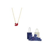 Swarovski kullatooniga kaetud, kunstkristallkivist kaelakeed naistele Small Size-Original Brand Box And Bag punane
