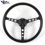 15-tolline must PU rool 380MM Vintage sportauto PU rool A Round Black
