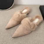 Aphixta Uued Soojad Talvised Sussid Suede Terava Ninaga Suss Madala Kontsaga Karvased Kingad Siseruumides Karvased Slaidid zapatos de mujer pantunflas 35 khaki